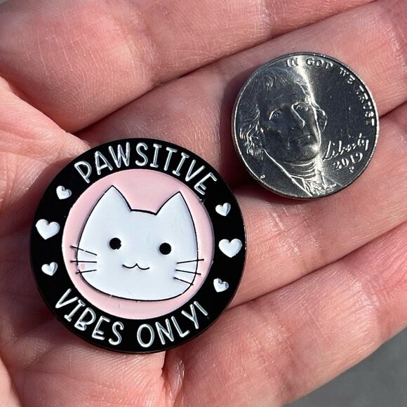 Pawsitive Vibes Only Cat Lover Positive Vibes Enamel Pin - Picture 7 of 8